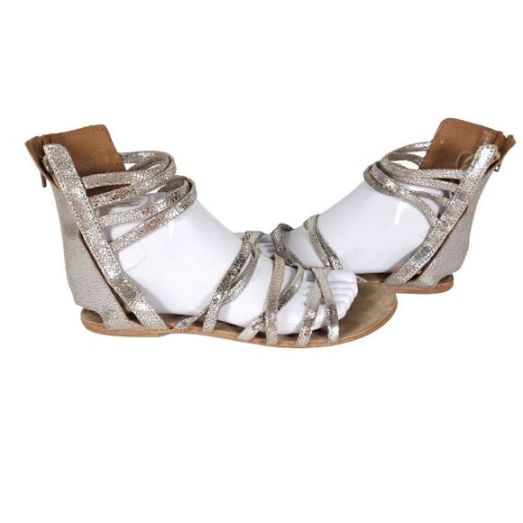 Free People Women's Juliette US7,5 EU38 Silver Metallic Lace Gladiator Sandals - Picture 9 of 14